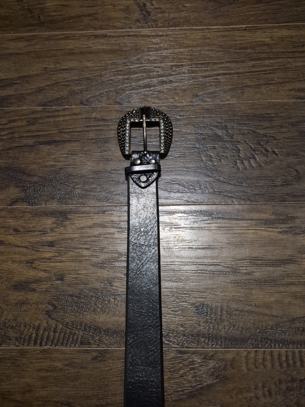 Women's Leather Belt with Embellished Buckle